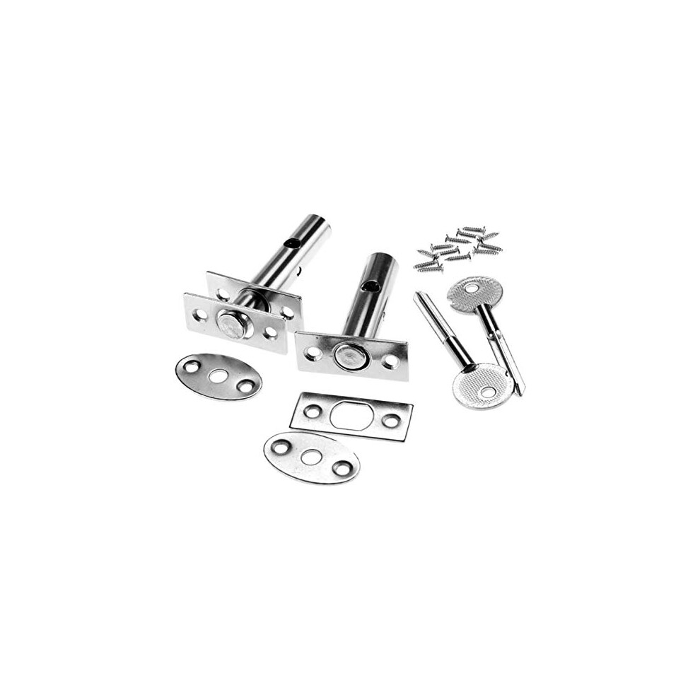 2Pcs Security Door Bolts With Fitting And Key Secure Deadbolt Lock Silver 738631755562
