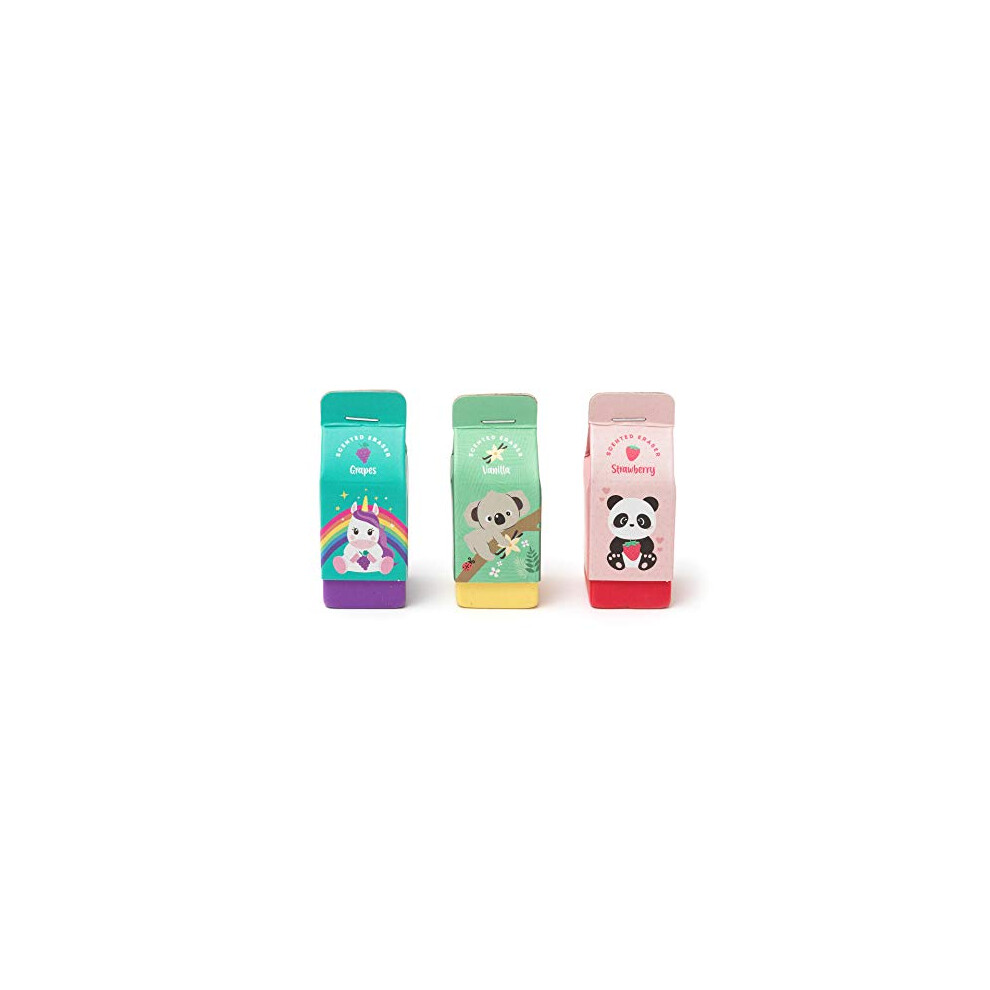 Legami Yummy Yummy, Set Of 3 Scented Erasers, 2.7X6 Cm, Grape, Strawberry And Vanilla Scented, For Precise Erasing