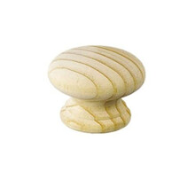 BH03884 (4 Pcs) Unlacquered Pine Cupboard Cabinet Drawer Door Knob, Pre-Drilled for Screw or Dowel 60mm 2.1/2 inch - Pack of 4 Pieces