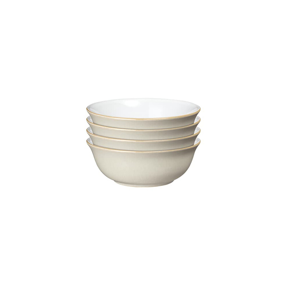 - Linen Cream White Cereal Bowls Set of 4 - Dishwasher Microwave Safe Crockery - Ceramic Stoneware Tableware Natural Tones - Bowls For Soup