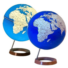 Illuminated World Globe 33cm diameter Wooden Base - XL Large -2 in 1 Light up Globe - Self Assembled - Sapphire