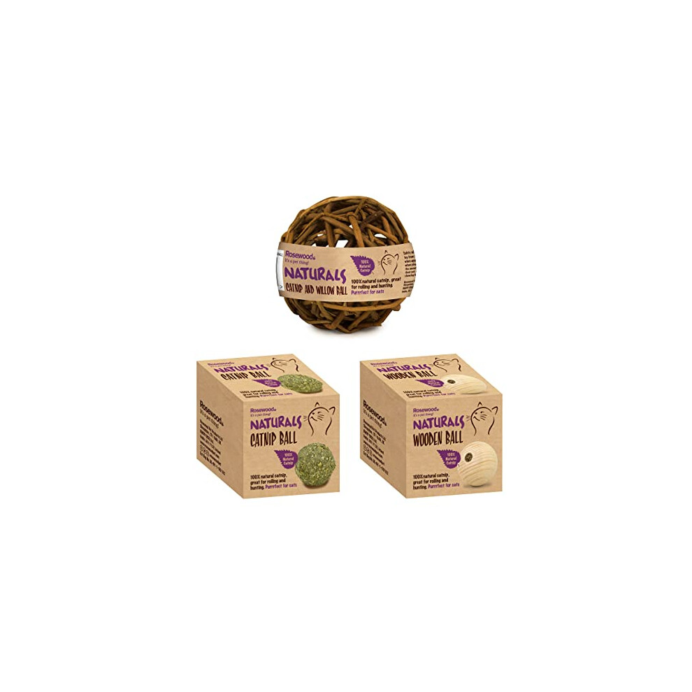 Naturals, Selection of 3 Catnip Balls, 100% Natural Catnip Cat Toys