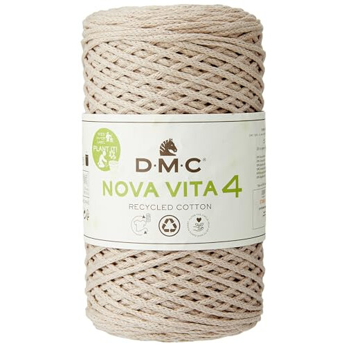 DMC Nova Vita 4, Off White Crochet Knitting Macrame Yarn, 250g