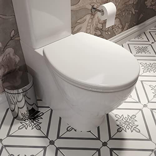 Croydex Corvo Stick 'n' Lock Toilet Seat, White, Soft Close