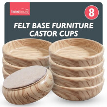 SOL 321942 8-Pack Caster Cups with Felt Bases - Floor Protectors for Wood Floors, Prevent Scratches & Movement of Furniture Feet