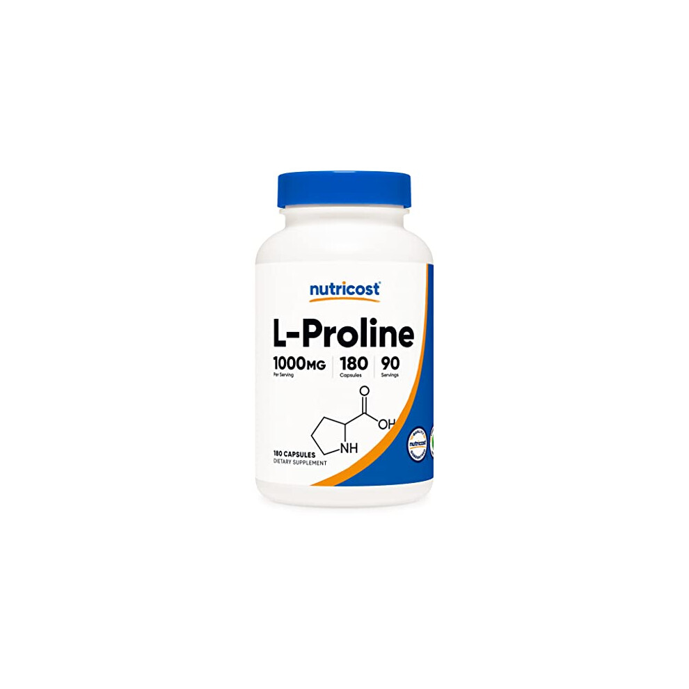 Nutricost L-Proline 1000Mg, 180 Capsules (90 Servings) - 500Mg Per Cap, Non-Gmo, Gluten Free
