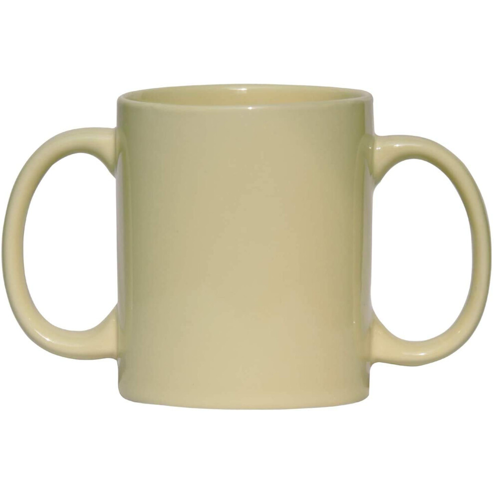 Dual Handle Mug | Two Handled Ceramic Drinking Mug for Secure Hold | 11.83 Fl. Oz. (350 Ml) - Yellow Color-image-OPC-PDWFS9T-NEW