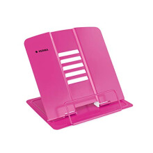Metal Book Stand (19.8 x 22.2 x 3.3 cm Folded) Adjustable Anti-Slip Cookbook Holder for Kitchen, School and Office, Reading Rest for Kids, Pink