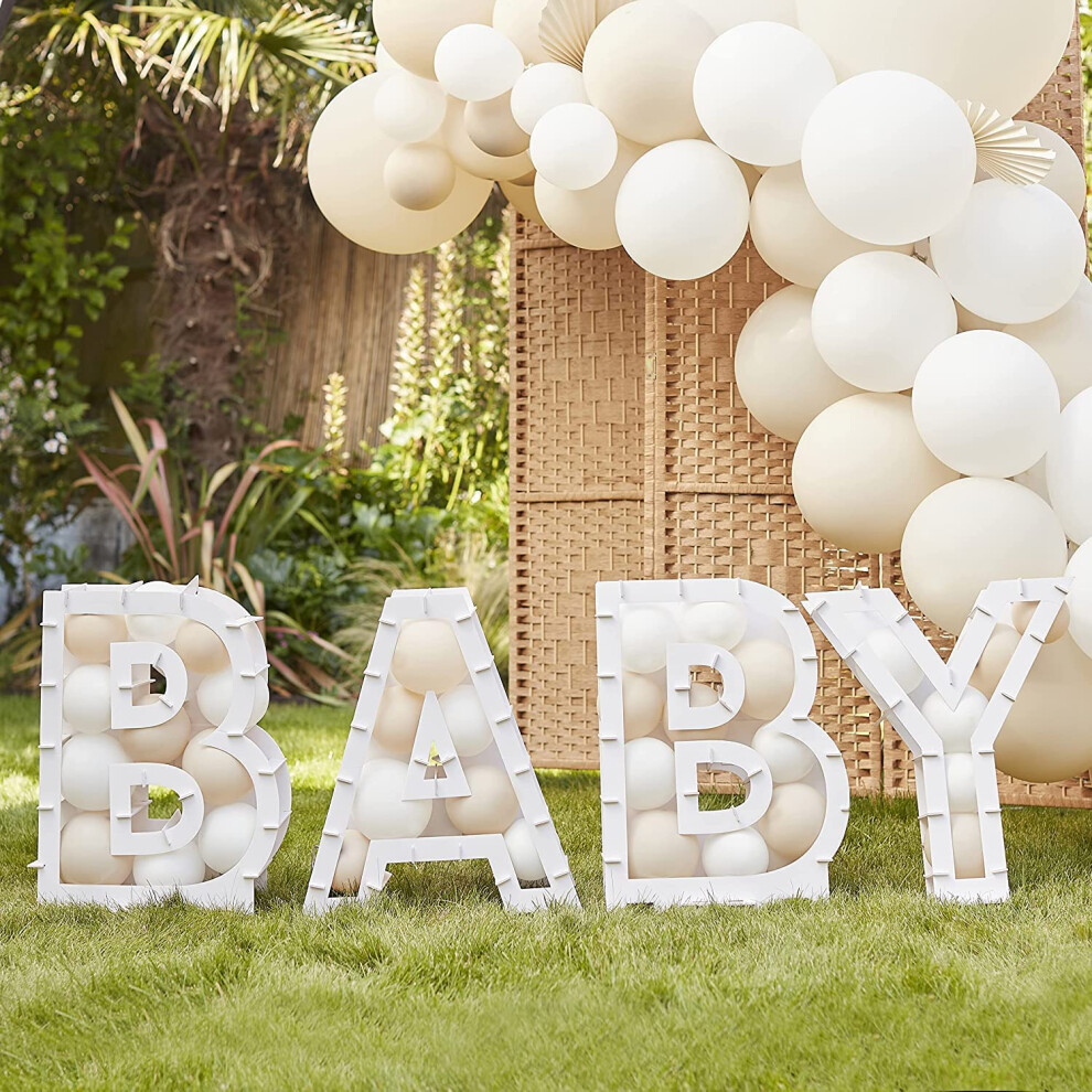 Hello Baby Shower Balloon Mosaic Sign Party Decoration Stand Letters, White