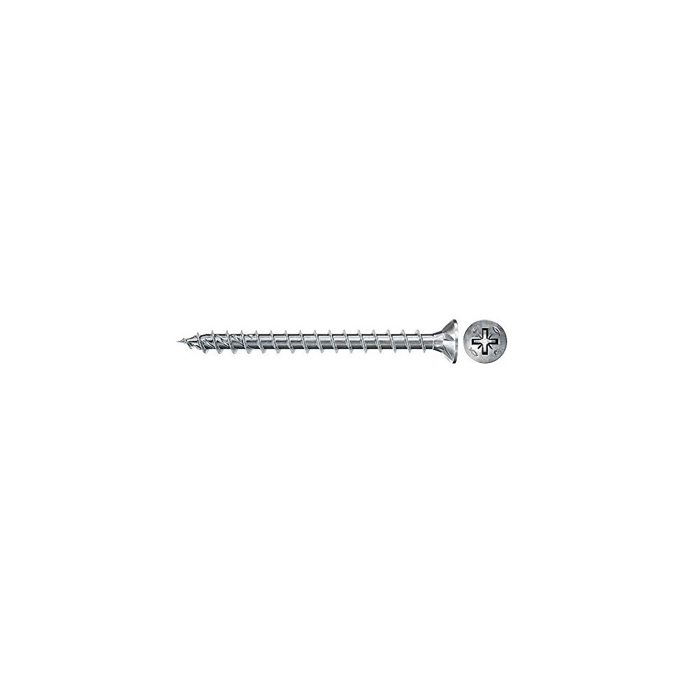 670298 FPF Power-Fast II 4.5 x 35mm Chipboard Wood Screws, Countersunk Head with Phillips, Fully Threaded, Galvanised Blue Passivated, Pack of 200