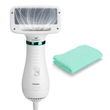 2 in 1 Pet Hair Dryer Brush, Portable & Quiet dog Hair Grooming dryer with Slicker Brush, Adjustable Temperature, Perfect Home Pet Care for Medium