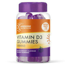 Daily Vitamin D Gummies for Adults - Contains 1000IU (25ug) VIT D3 Supplement for Immune Support - Easy Take Blackcurrant Flavour - 4 Month Supply -