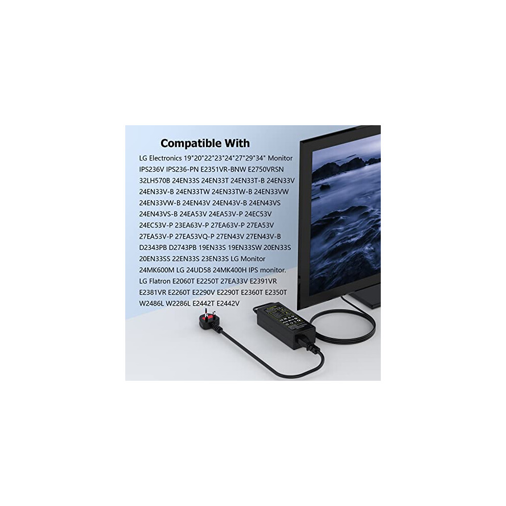 19V AC Adapter Charger for LG Electronics 19 20 22 23 24 27 LE