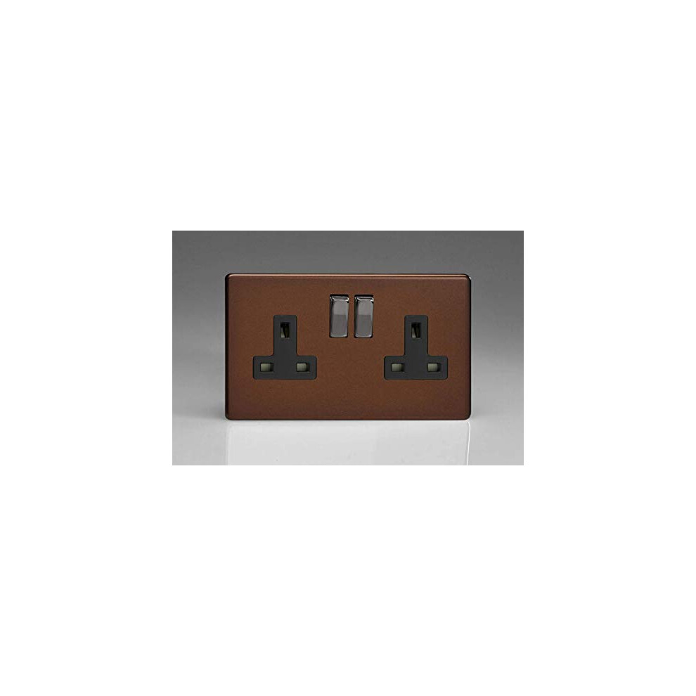 Varilight XDM5BS Screwless Mocha 2 Gang Double 13A Switched Plug Socket - Image 6