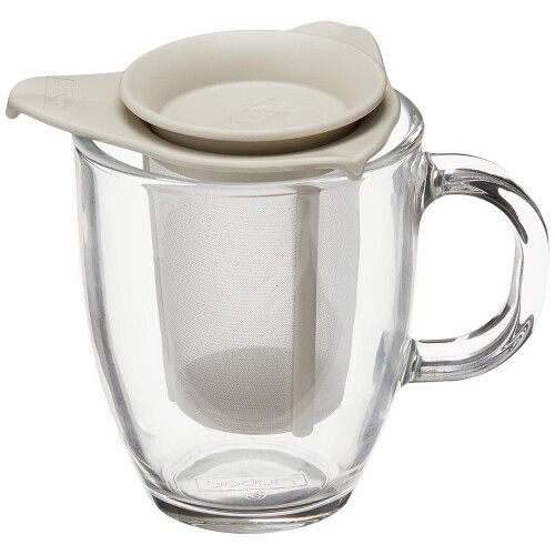 Bodum YO-YO Glass Mug with Tea Strainer (0.35 L/12 oz) - Off white