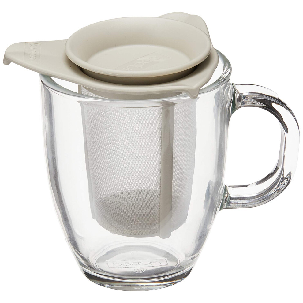 YO-YO Glass Mug with Tea Strainer (0.35 L/12 oz) - Off white