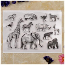 Animal World Elephant Giraffe Lion Clear Stamps for Card Making Decoration and DIY Scrapbooking