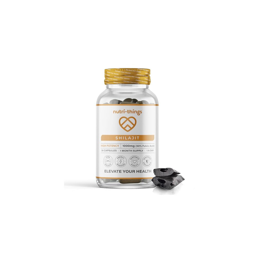 Nutri-Things Elevate Your Health Shilajit Capsules - 1000Mg High Potency With 50% Fulvic Acid