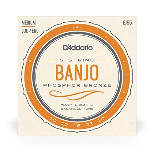 EJ55 Banjo Strings 5 String Set - Banjo Strings Set - Phosphor Bronze, Medium, 10-23 1