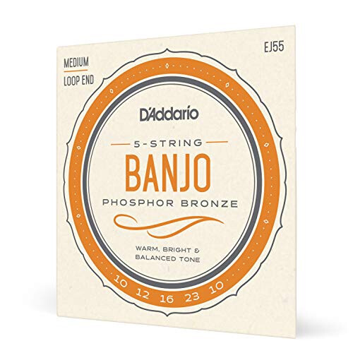 EJ55 Banjo Strings 5 String Set - Banjo Strings Set - Phosphor Bronze, Medium, 10-23