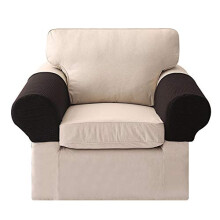 LERTREE 1 Pair Sofa Arm Slipcovers Elastic Sofa Armrest Protectors Removable Chair Sofa Armrest Covers (Black)