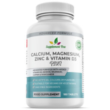 Calcium Magnesium Zinc and Vitamin D Supplement - 180 Vegan Tablets - High Strength Calcium Complex with Vitamin K2 MK-7 Copper Manganese Selenium &