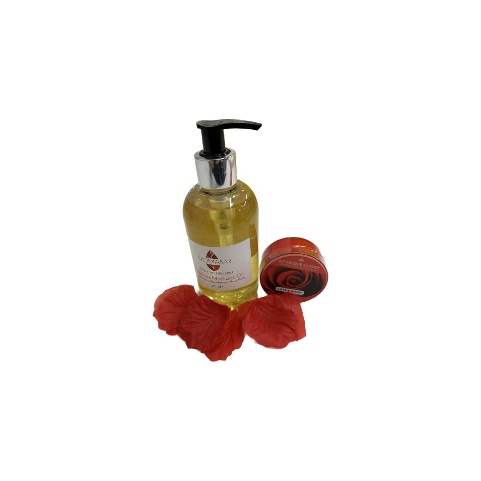 Aromabar Valentine Massage Oil 250Ml With Pump Dispenser (Rose Geranium, Ylang Ylang And Mandarin) Romantic Gift