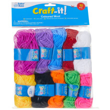 AG238 Coloured Wool Value Pack — Creative Kids' Arts and Craft Supplies to Decorate Cards, Collage and Projects (Pack of 10), Assorted, 10g