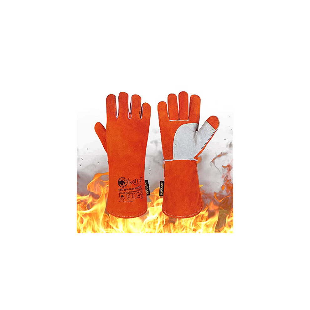 Safta Extreme Heat Resistant Gloves, Cow Leather With Kevlar Stitching, Ideal Welding Gloves For Tig And Mig, Perfect Bbq Gloves For Cooking In Grill 5060896770024