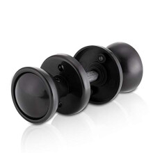 XFORT Black Rim Mortice Knob Set, Plastic Rim Lock Knobs, Door Knob Handles Complete with Drilled Spindle, Rose Plate, Keyhole Escutcheons and