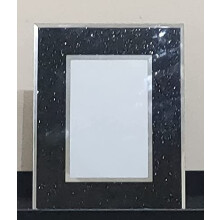 EAGLEWIZ BLACK GLITTER BLING GLASS PHOTO FRAME Silver Photo Frame 6" x 4" (15cm x 10cm)