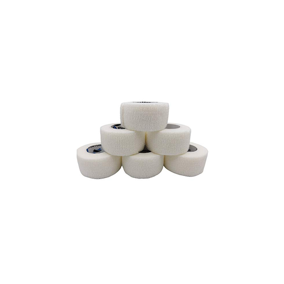 Pintomed Â 6 X White X 2.5Cm X 4.5M - Cohesive Bandage Stretched, Self-Adhesive Flexible Bandages, First Aid Sports Wrap Bandages Pack Individually For