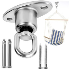 Heavy-Duty Silent Ball Bearing Swing Hanger - Stainless Steel 360 Degree Rotating Swivel Hook with Screws - 540kg/1190lbs Capacity for Wooden Swing
