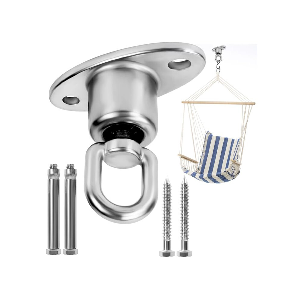 Heavy-Duty Silent Ball Bearing Swing Hanger - Stainless Steel 360 Degree Rotating Swivel Hook with Screws - 540kg/1190lbs Capacity for Wooden Swing