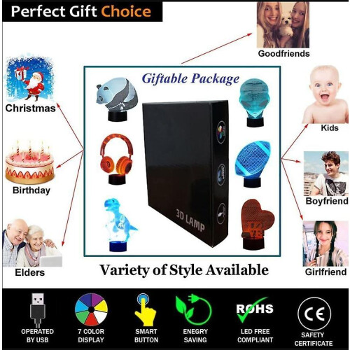 (Manchester United, remote controller) Creative 3d Arrow Piercing Heart Shape Night Light 16 Color Changing Usb Powered Led Decorative Light 1