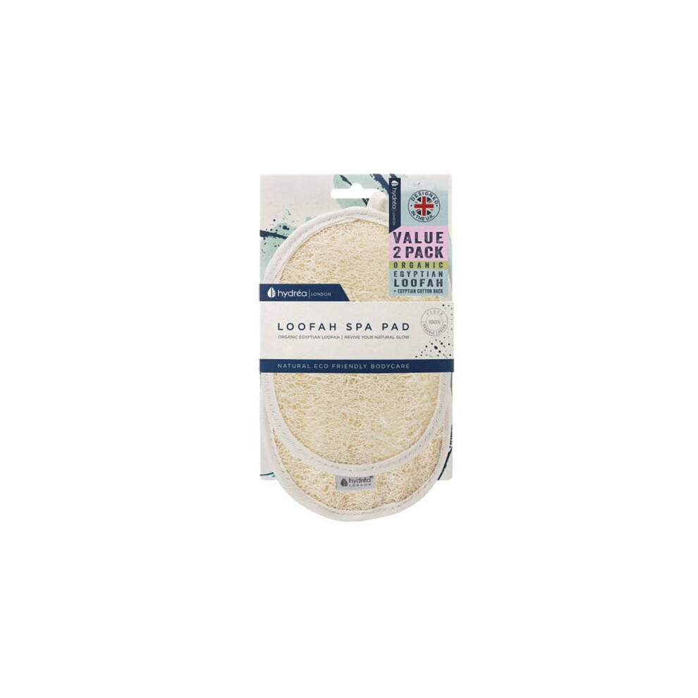 Hydrea London Hydrã©A London Organic Egyptian Loofah Luxury Exfoliating Body Pad Natural Quality Spa Bodycare For Bath Shower Twin Pack