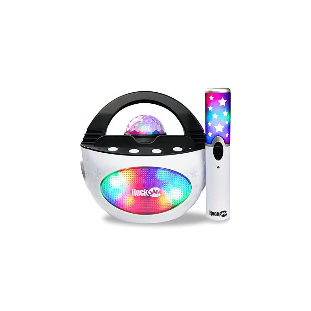 K-Pop Rechargeable Wireless 10-watt Bluetooth Karaoke Machine with Led Disco Light & Wireless Karaoke Microphone, Black