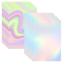 2 Types Transparent Holographic Overlay Lamination Vinyl A4 Size Self-Adhesive Laminate Waterproof Vinyl Sticker Paper, 10 Sheets 8.25 x 11.7 Inches