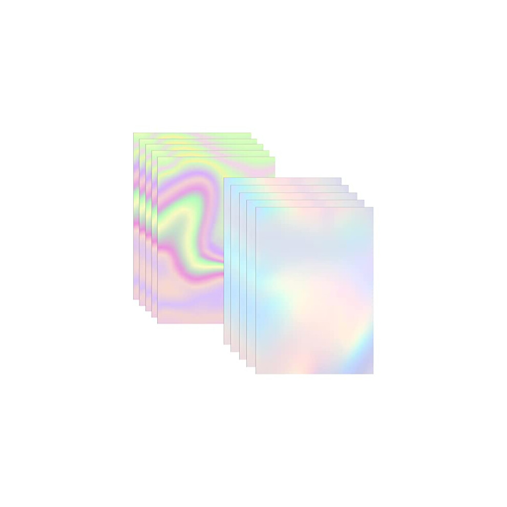 2 Types Transparent Holographic Overlay Lamination Vinyl A4 Size Self-Adhesive Laminate Waterproof Vinyl Sticker Paper, 10 Sheets 8.25 x 11.7 Inches