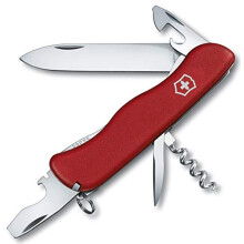Picknicker Swiss Army Pocket Knife, Large, Multi Tool, 11 Functions, Locking Blade, Red