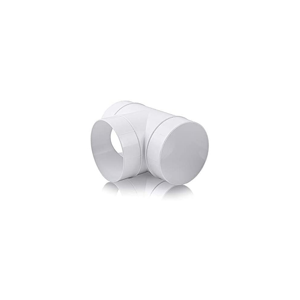 100 Mm White Pvc Pipe T Joint Ducting Connector For Round Plastic Tube 4 Inch Tee Piece For Cooker Hood Extraction Whole House Ventilation Passive 5056194037792