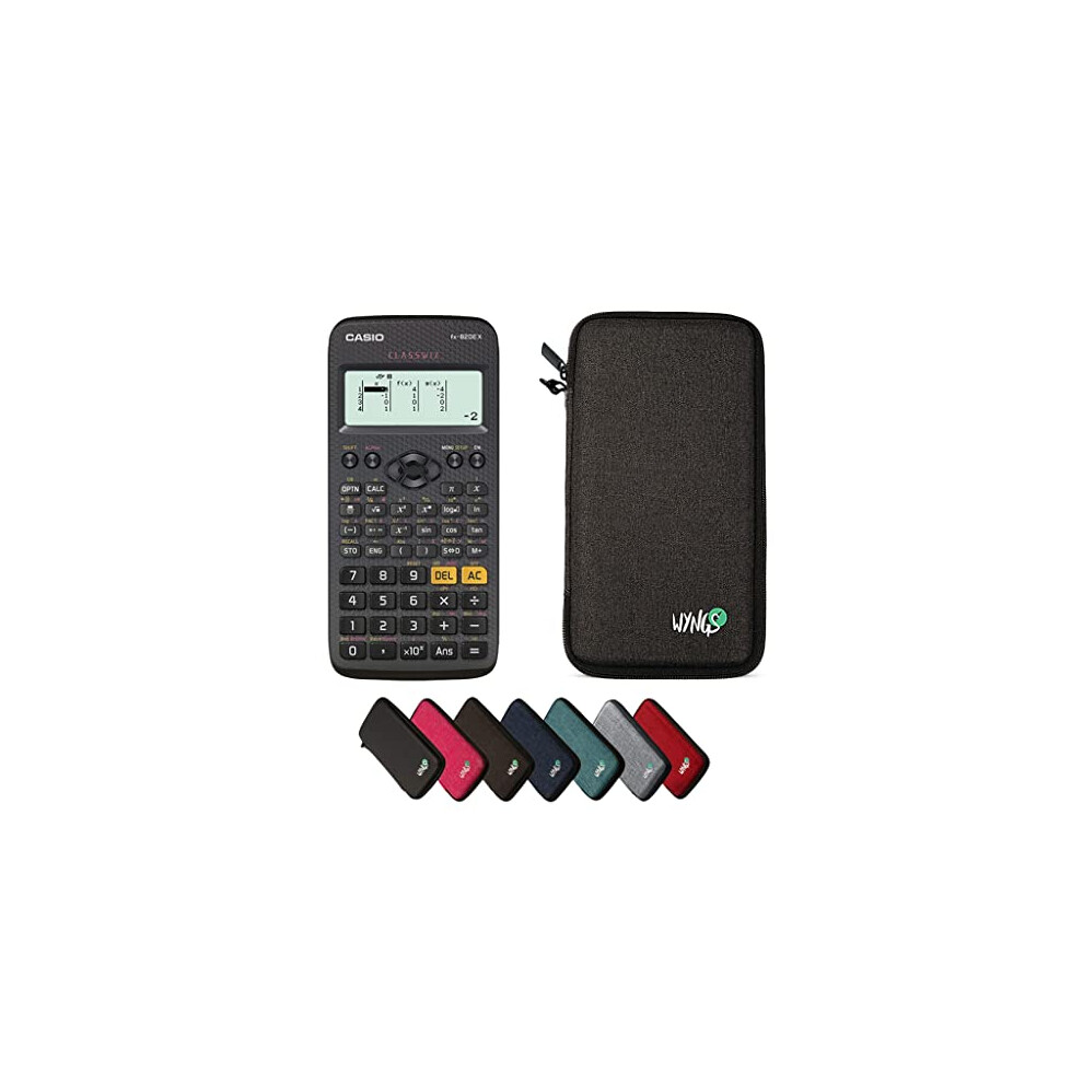 Calcuso Economy Pack: Casio FX-82DE X Technical Scientific Calculator + WYNGS Protective Case Dark Grey + Extended Warranty from Calcuso