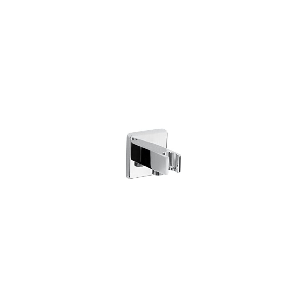 C WOSQ02 C Shower Acc Contemporary Square Wall Outlet with Handset Holder Bracket Accessories, Chrome Plated