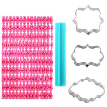 150 Pcs Alphabet Stamp and 3 Pcs Fondant Cookie Cutter Letters Lower & Upper Case Numbers and Punctuation Used for Decorating Cookies Cake Fondant