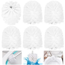 FIGFYOU 6 Pcs Replacement Toilet Brush Head, Easy Screw-On Universal Toilet Cleaning Brushes Head Loose Toilet Brush Head White Brush Head with