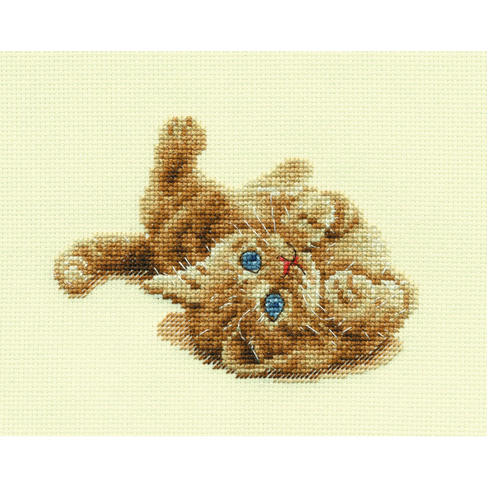 The Cat Cross Stitch, Includes Aida 14 Count Fabric, Embroidery Thread, Needle and Instructions