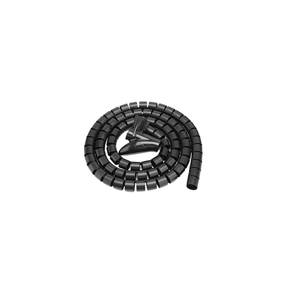 5M Spiral Wrap Cable Tube Cutable Flexible Cable Tidy Tube Cord Protector Cable Organizer For Tv Pc Wire Manage And Organize (10Mm, Black) 714583771300