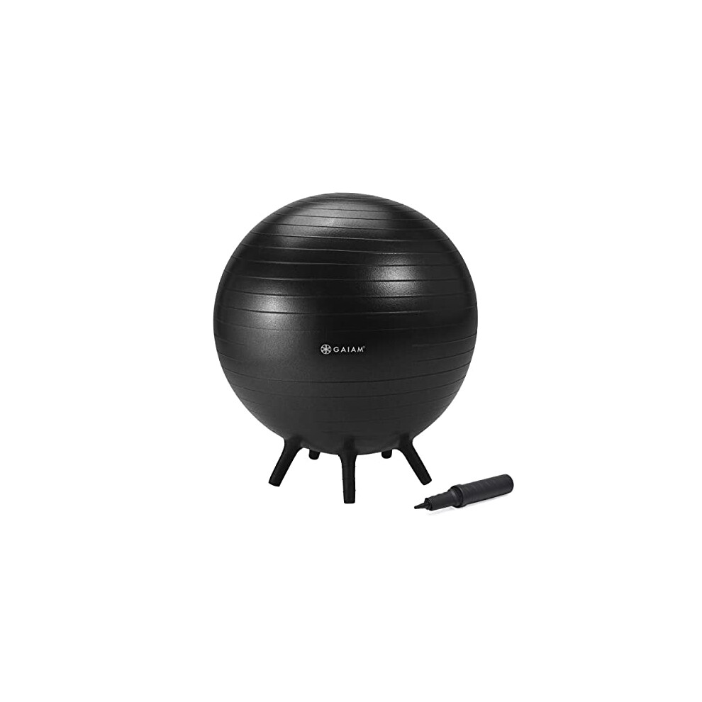 Balance Ball Chair - No-Roll Ergonomic Office Chair & Yoga Ball Chair for Home Office Desk with Exercise Guide, Easy Installation Ball Pump, and Built