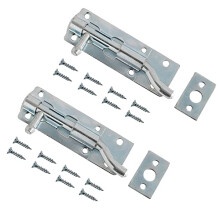 TERF Heavy Duty Necked Tower Door Bolt Barrel Slide Lock Necked Door Bolt Galvanised 100mm [4''] Door Latch Catch Bolt with Screws Ideal Door Locks