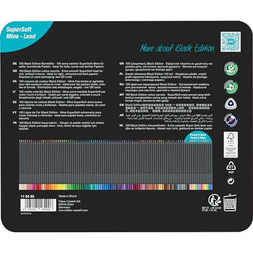 Faber-Castell Black Edition Colour Pencils, Tin of 100 2